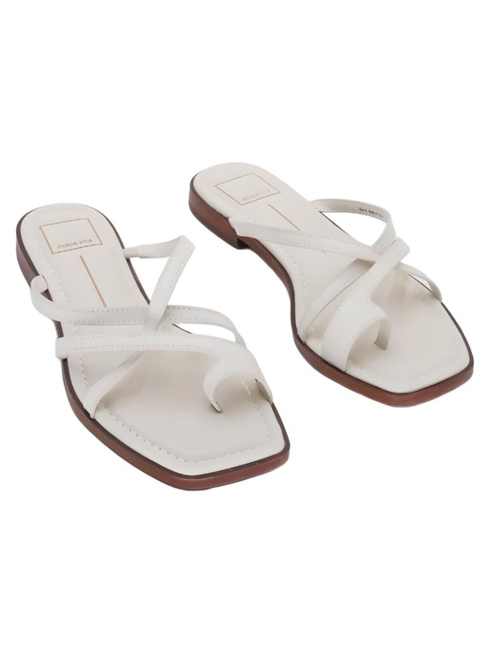 Dolce Vita Womens Lenex Thong Flat Sandal Platinum Embossed Stella Sz 9M